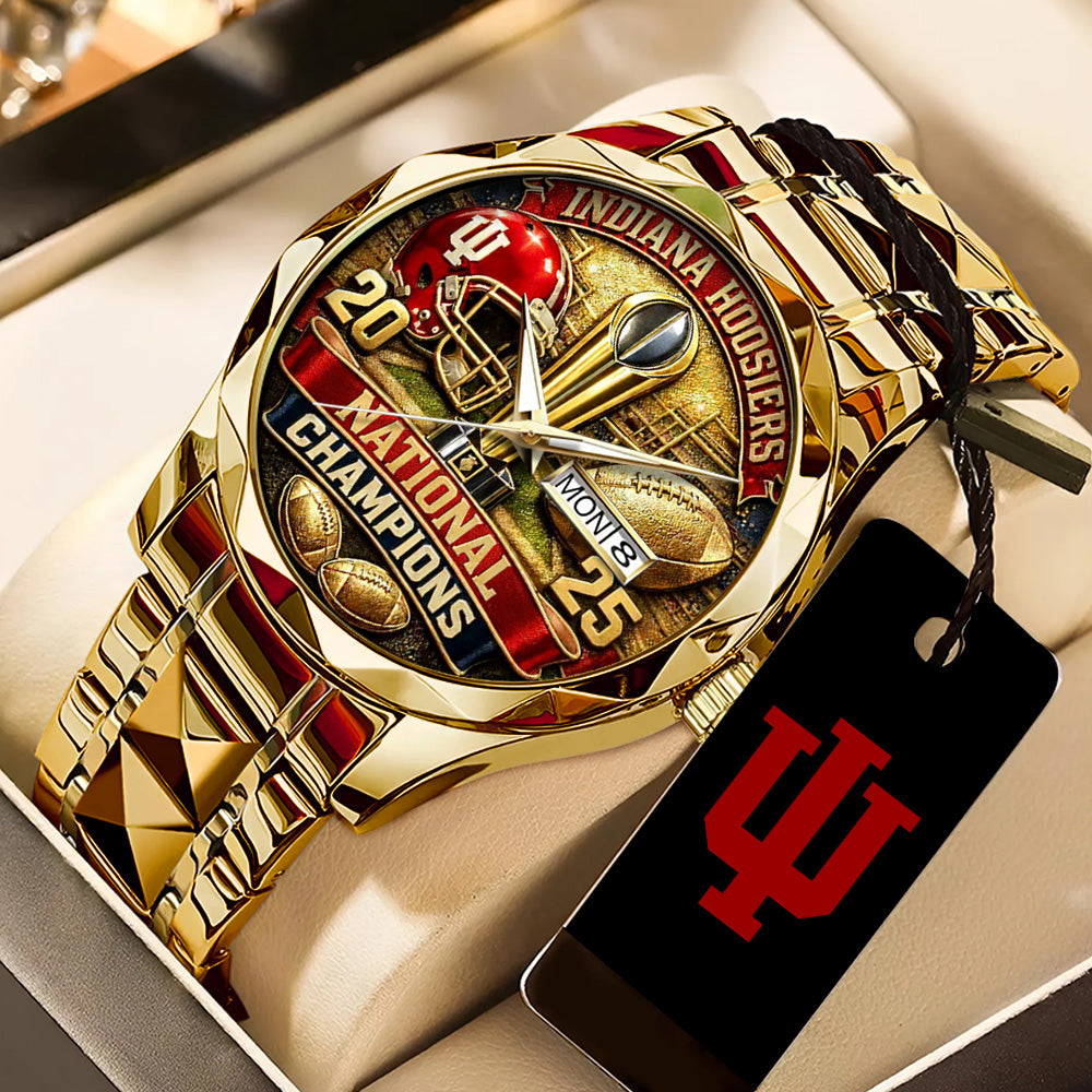 Indiana Hoosiers Football 2025 National Champions Alloy Luxury Quartz Watch – TANTN20497