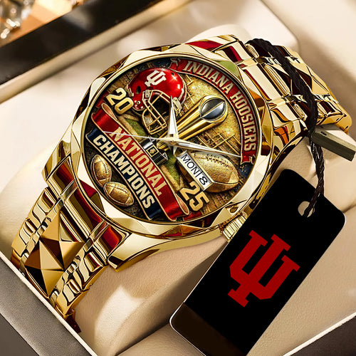 Indiana Hoosiers Football 2025 National Champions Alloy Luxury Quartz Watch – TANTN20497
