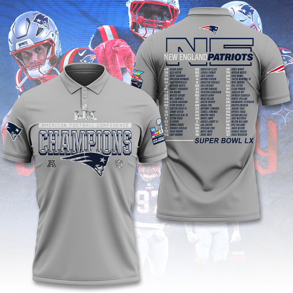 New England Patriots 2025 AFC Champions 3D Apparel – TANTN20616