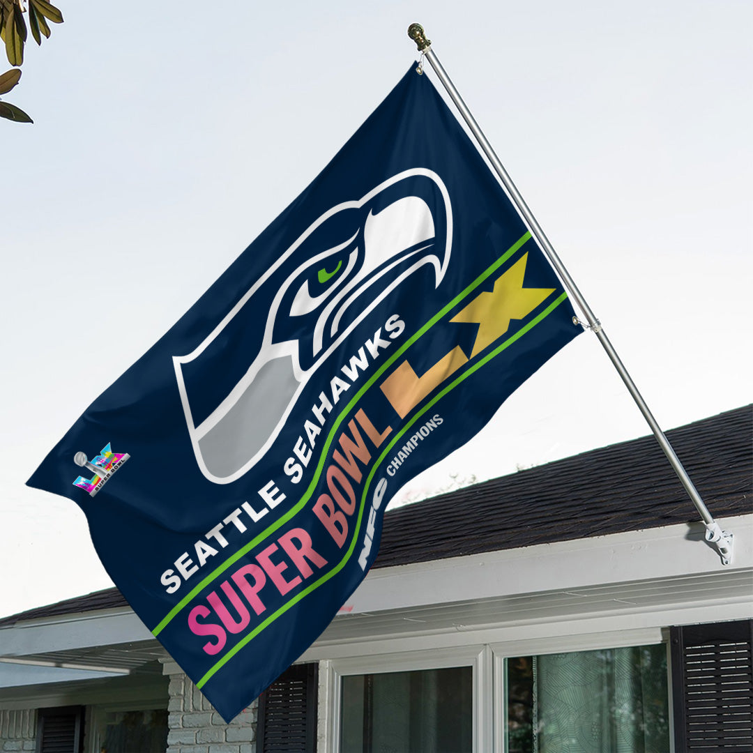 Seattle Seahawks 2025 NFC Champions 3D Double-side House Flag – TANTN20631