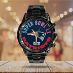 New England Patriots 2025 AFC Champions Black Stainless Steel Watch – TANTN20641