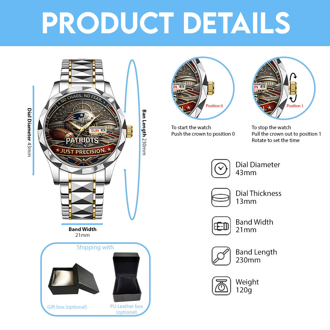 New England Patriots 2025 AFC Champions Alloy Luxury Quartz Watch – TANTN20712