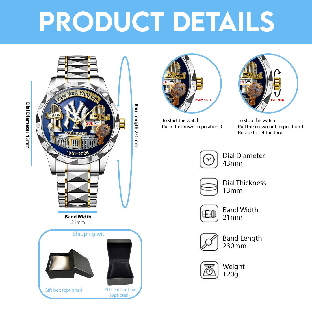 New York Yankees 125th Anniversary 2026 Alloy Luxury Quartz Watch – TANTN20866