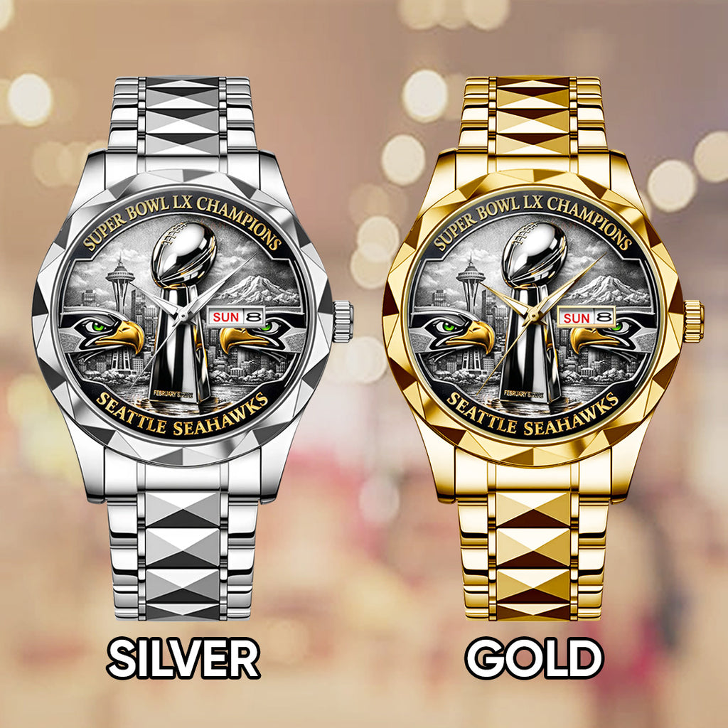 Seattle Seahawks 2025 Super Bowl LX Champions Alloy Luxury Quartz Watch – TANTN21015