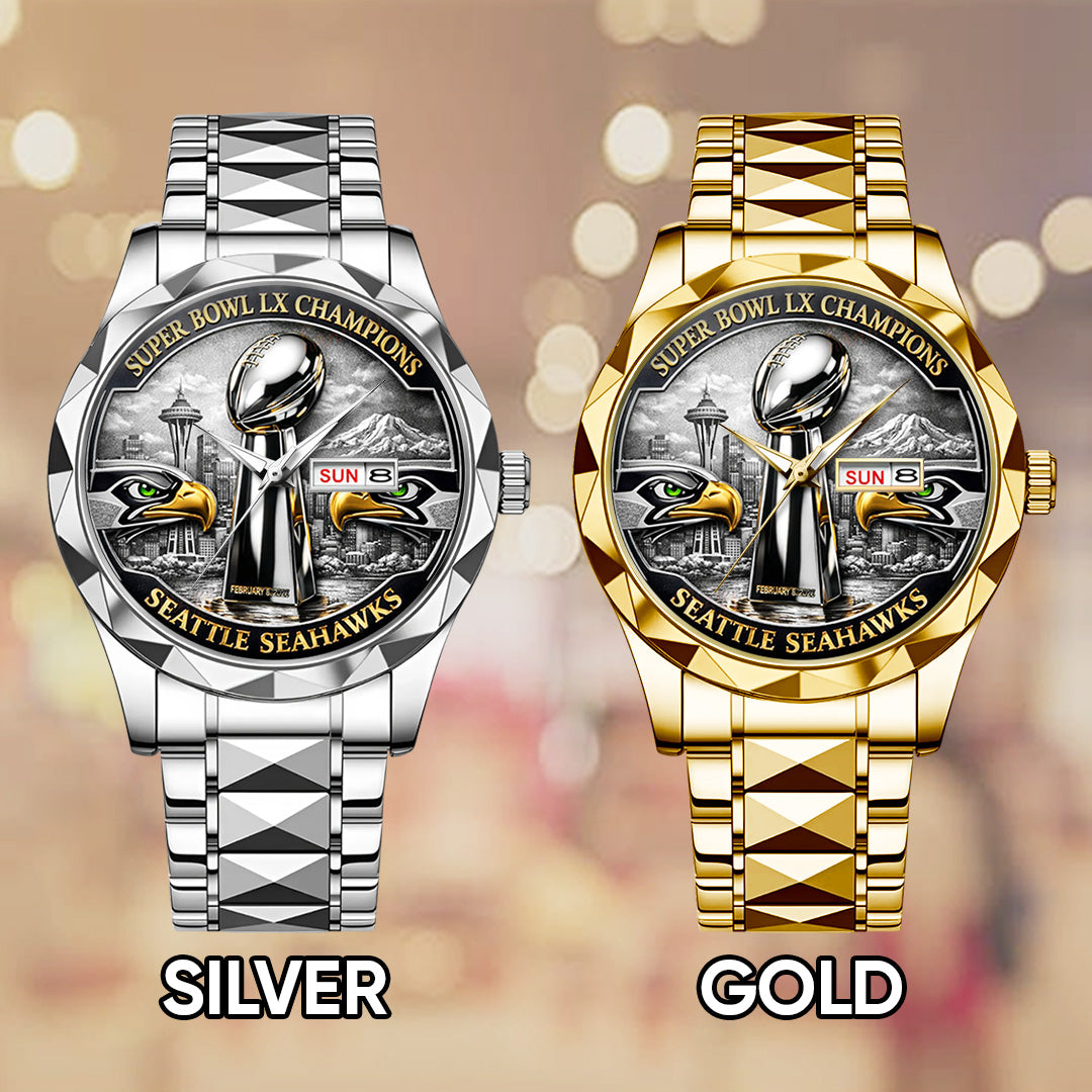 Seattle Seahawks 2025 Super Bowl LX Champions Alloy Luxury Quartz Watch – TANTN21015