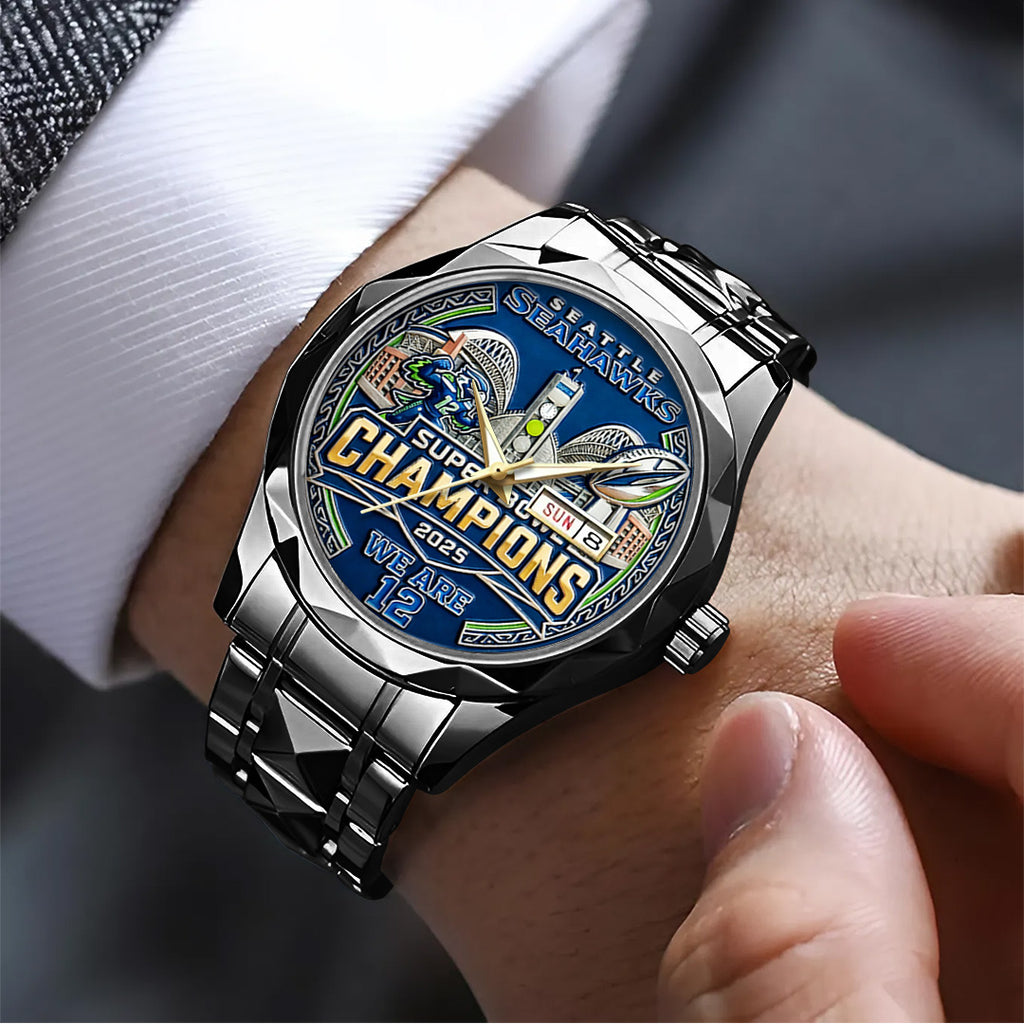 Seattle Seahawks 2025 Super Bowl LX Champions Alloy Luxury Quartz Watch – TANTN21016