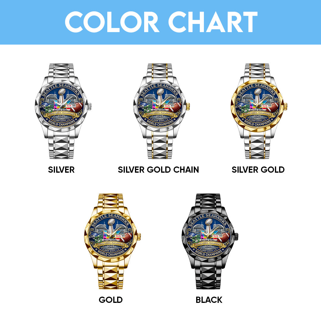 Seattle Seahawks 2025 Super Bowl LX Champions Alloy Luxury Quartz Watch – TANTN21018