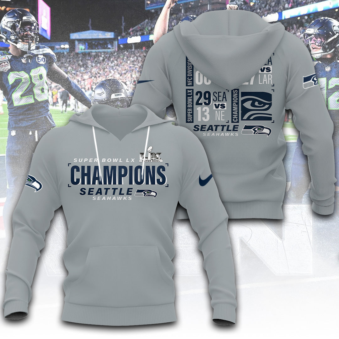 Seattle Seahawks 2025 Super Bowl LX Champions 3D Apparel – TANTN21049