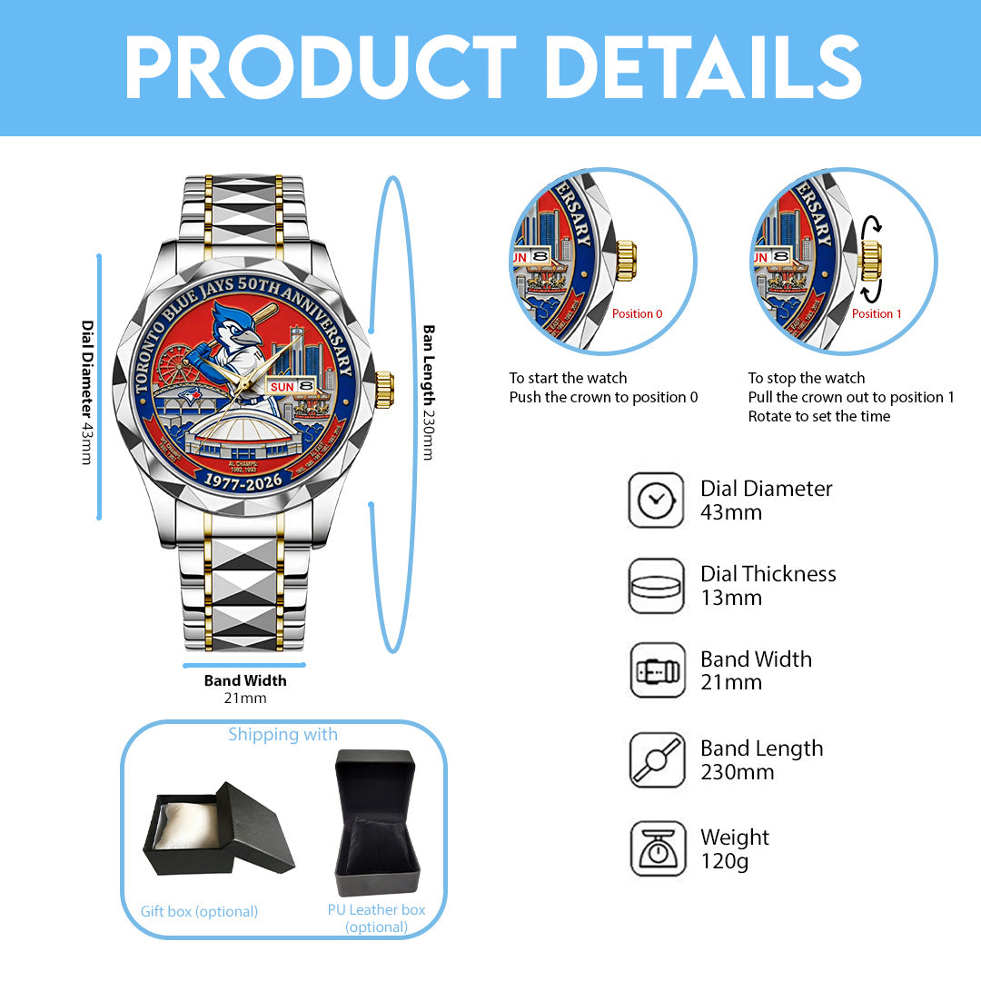 Toronto Blue Jays 50th Anniversary Alloy Luxury Quartz Watch – TANTN21266