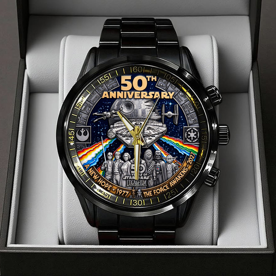 Star Wars 50th Anniversary Black Stainless Steel Watch – TANTN21523