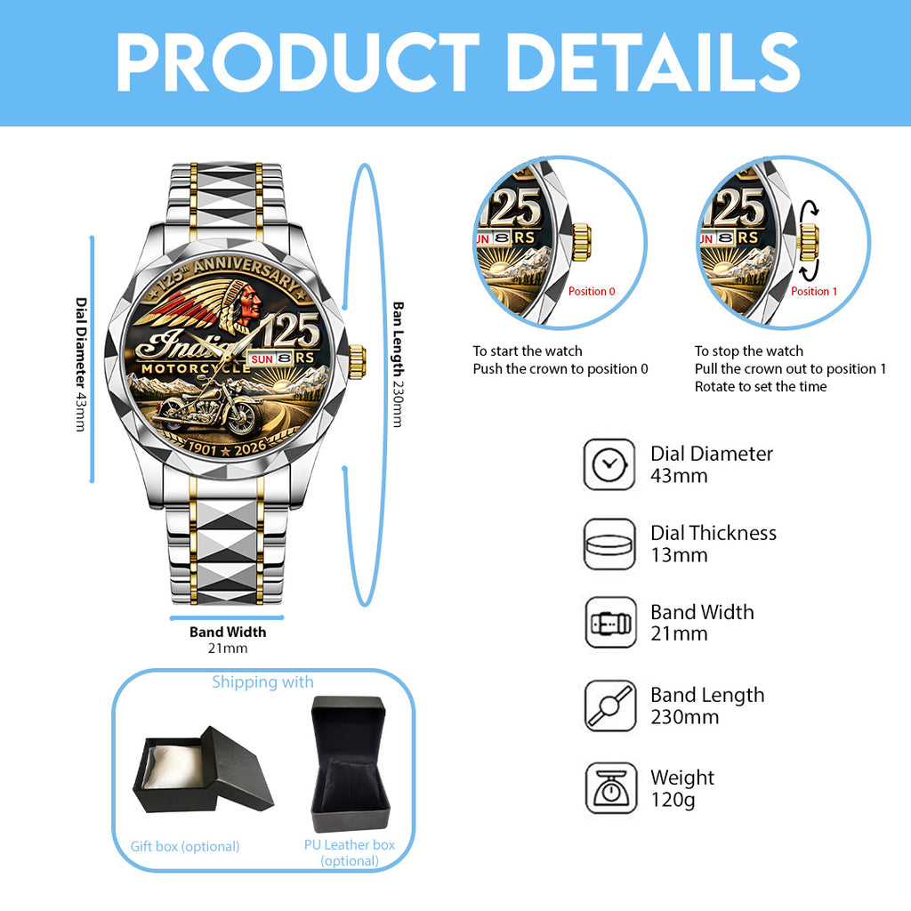 Indian Motorcycle 125th Anniversary Alloy Luxury Quartz Watch – TANTN21653