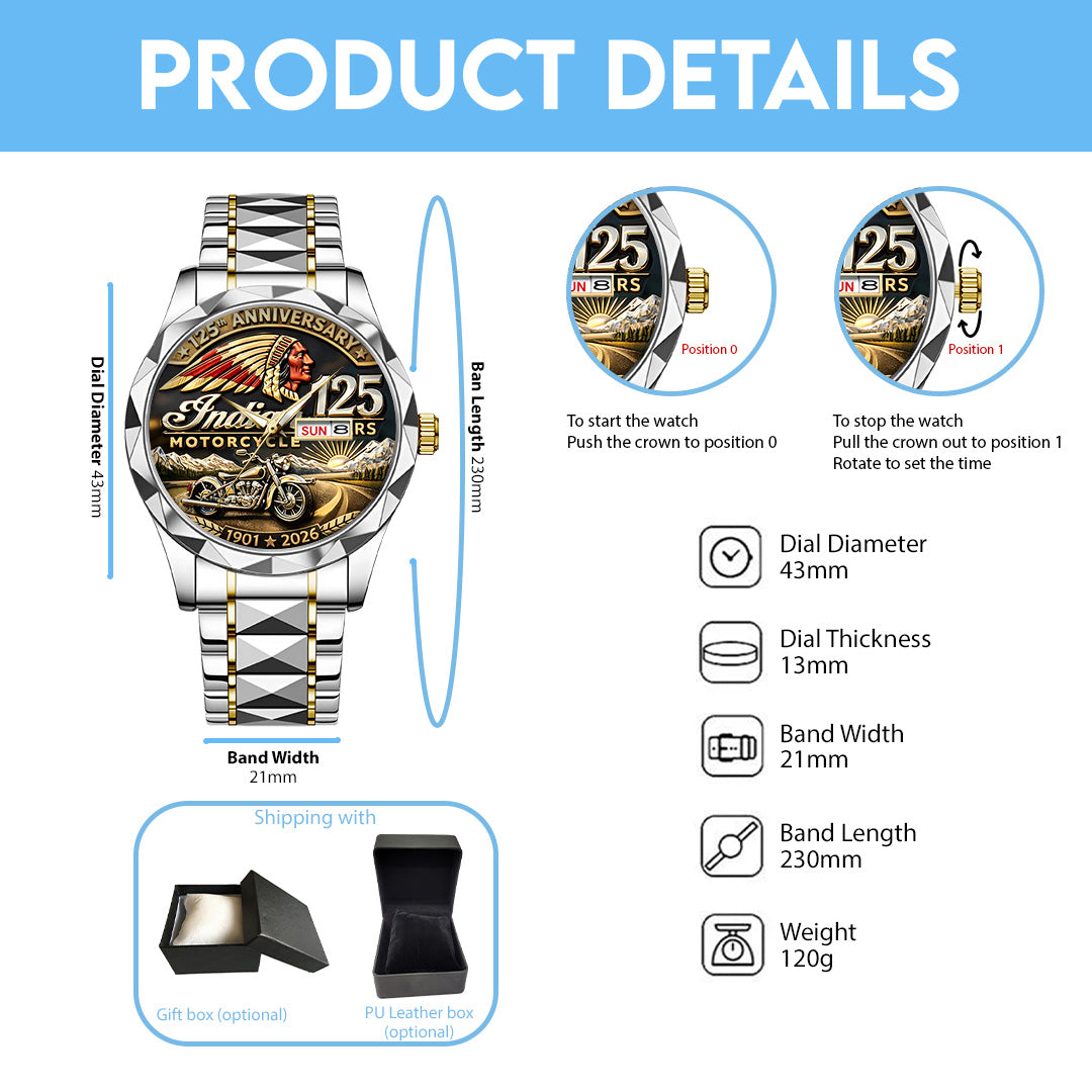 Indian Motorcycle 125th Anniversary Alloy Luxury Quartz Watch – TANTN21653