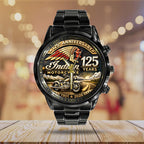 Indian Motorcycle 125th Anniversary Black Stainless Steel Watch – TANTN21654