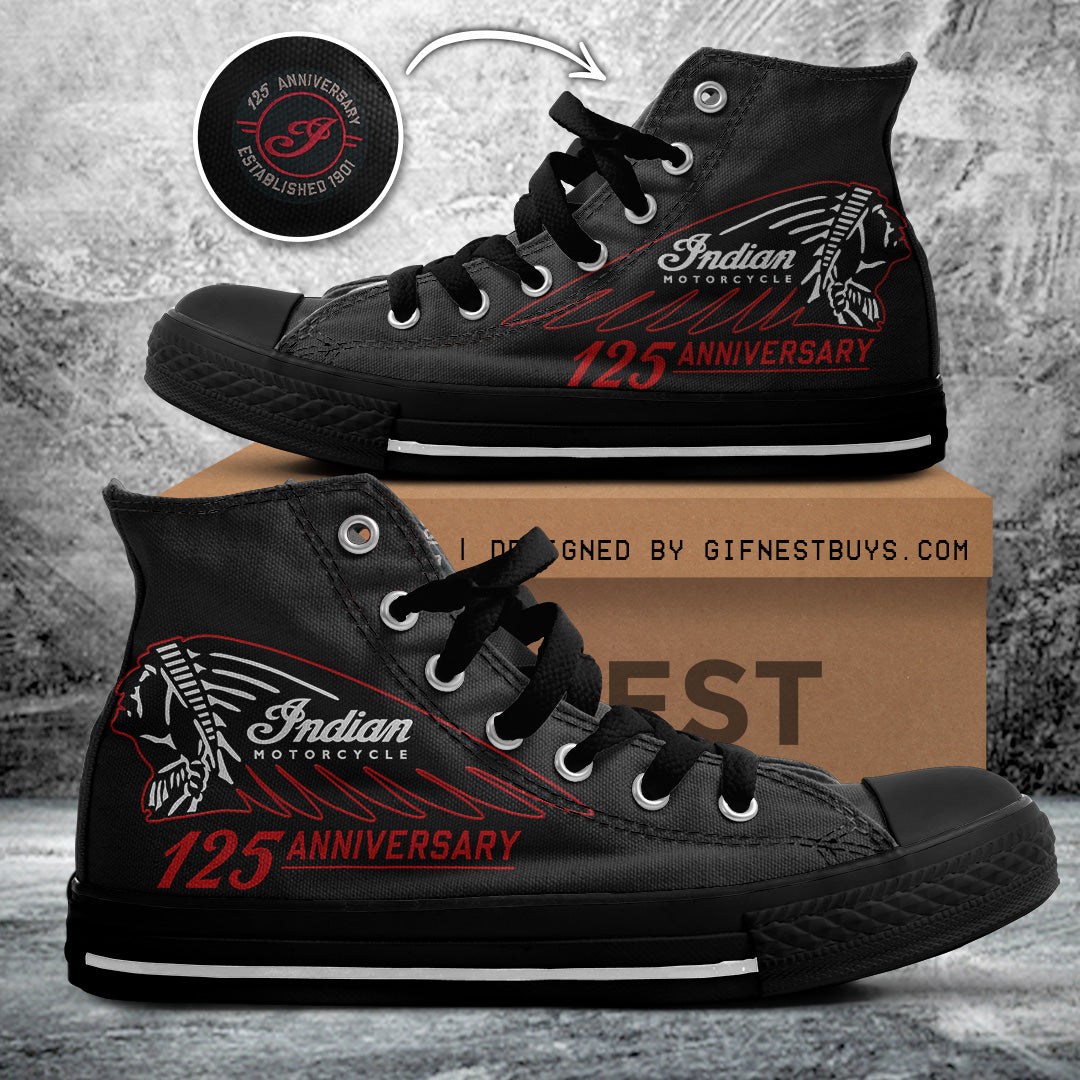 Indian Motorcycle 125th Anniversary High Top Canvas Shoes – TANTN21676