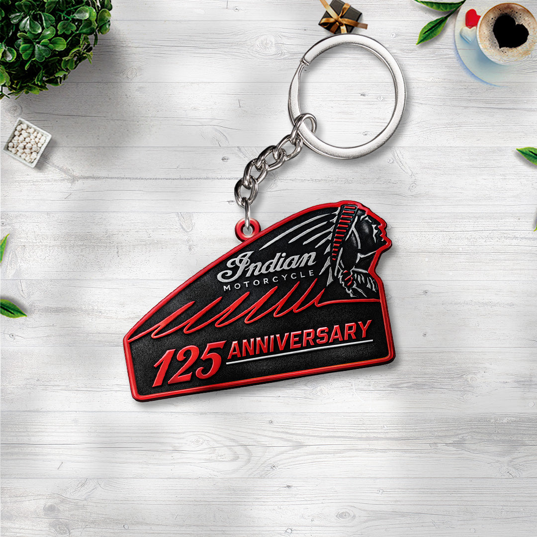 Indian Motorcycle 125th Anniversary Custom Shape 2-sided Keychain – TANTN21680