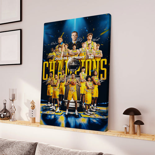 Michigan Wolverines 2026 Men's Basketball National Champions Rectangle Canvas With Inner Frame – TANTN22152