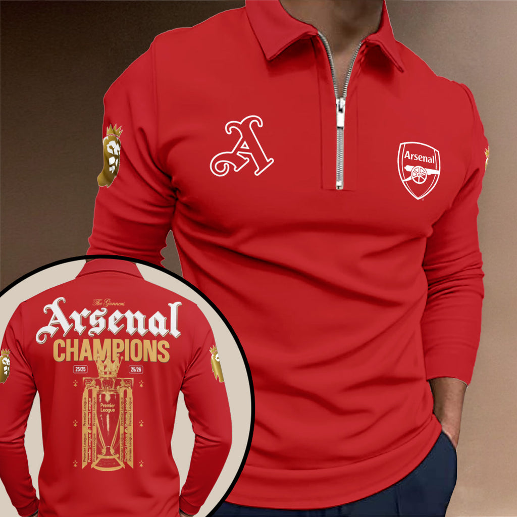 Arsenal FC Premier League Champions 25/26 Zip Polo Shirt – TANTN23148