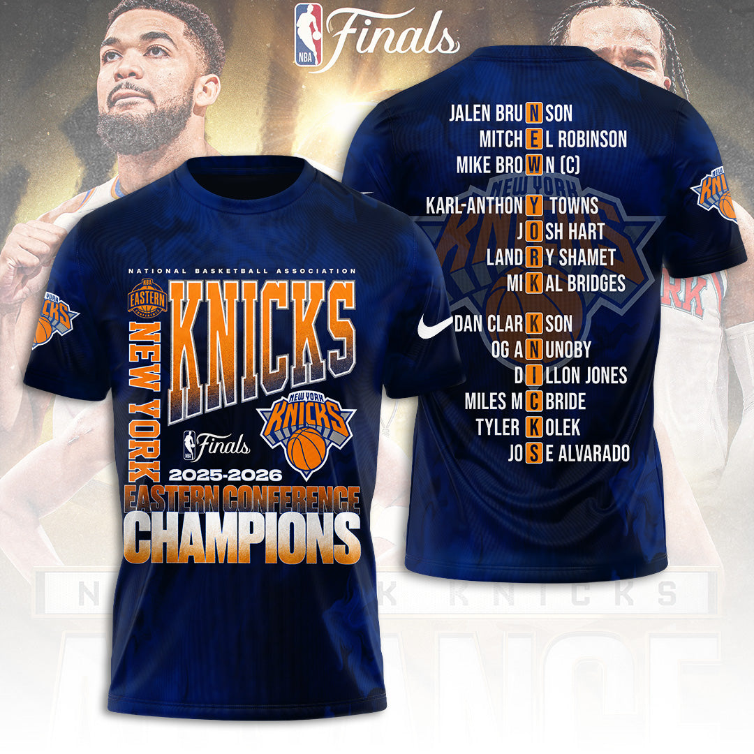 New York Knicks NBA Eastern Conference Champions 2026 3D Apparel – TANTN23193