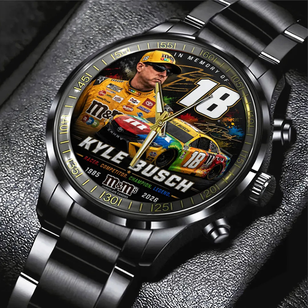 Kyle Busch Black Stainless Steel Watch – TANTN23207