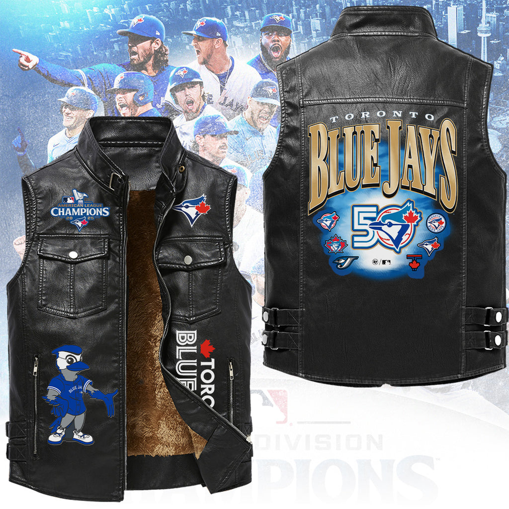 Toronto Blue Jays 50th Anniversary Premium 2D Sleeveless Leather Vest – TANTN23341