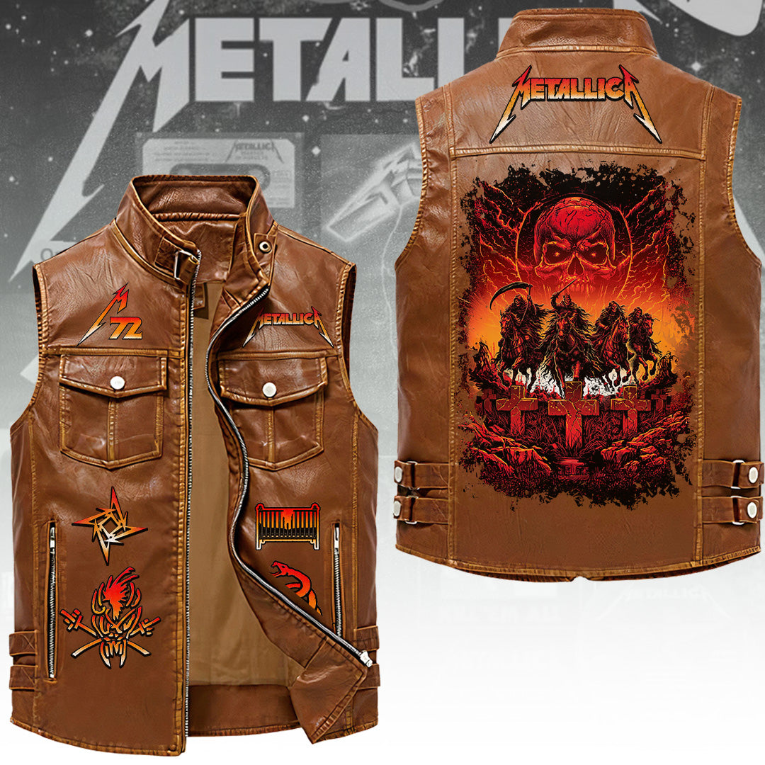Metallica Tour 2026 Premium 2D Sleeveless Leather Vest – TANTN23395
