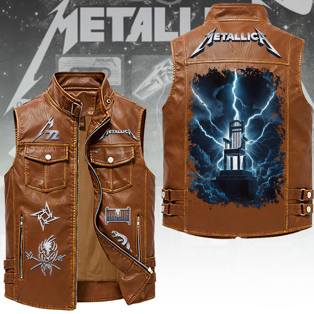 Metallica Tour 2026 Premium 2D Sleeveless Leather Vest – TANTN23396