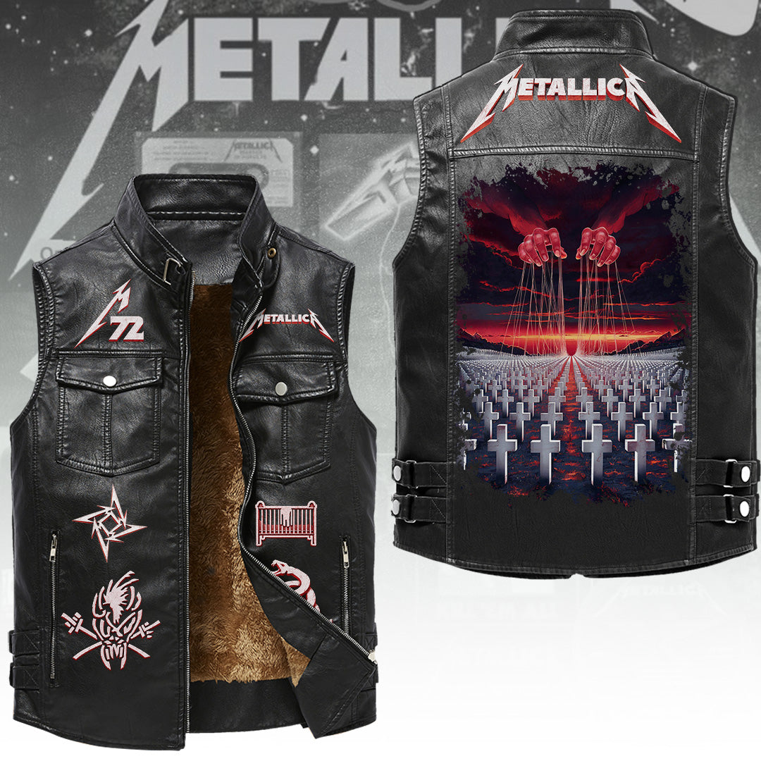 Metallica Tour 2026 Premium 2D Sleeveless Leather Vest – TANTN23397