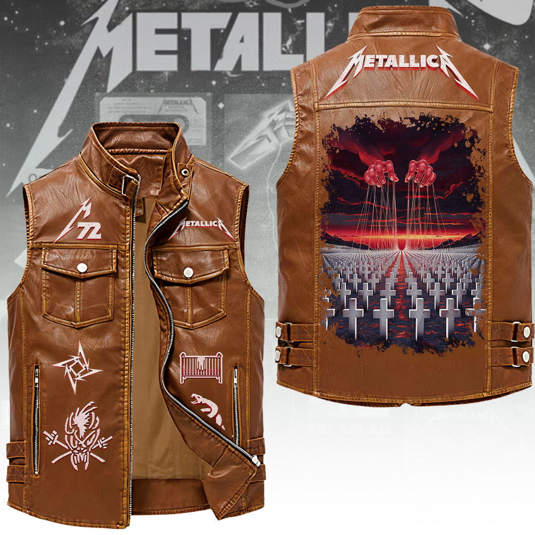 Metallica Tour 2026 Premium 2D Sleeveless Leather Vest – TANTN23397