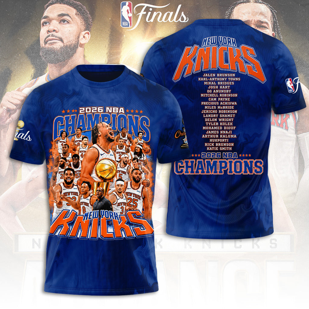 New York Knicks NBA Finals Champions 2026 3D Apparel – TANTN23801