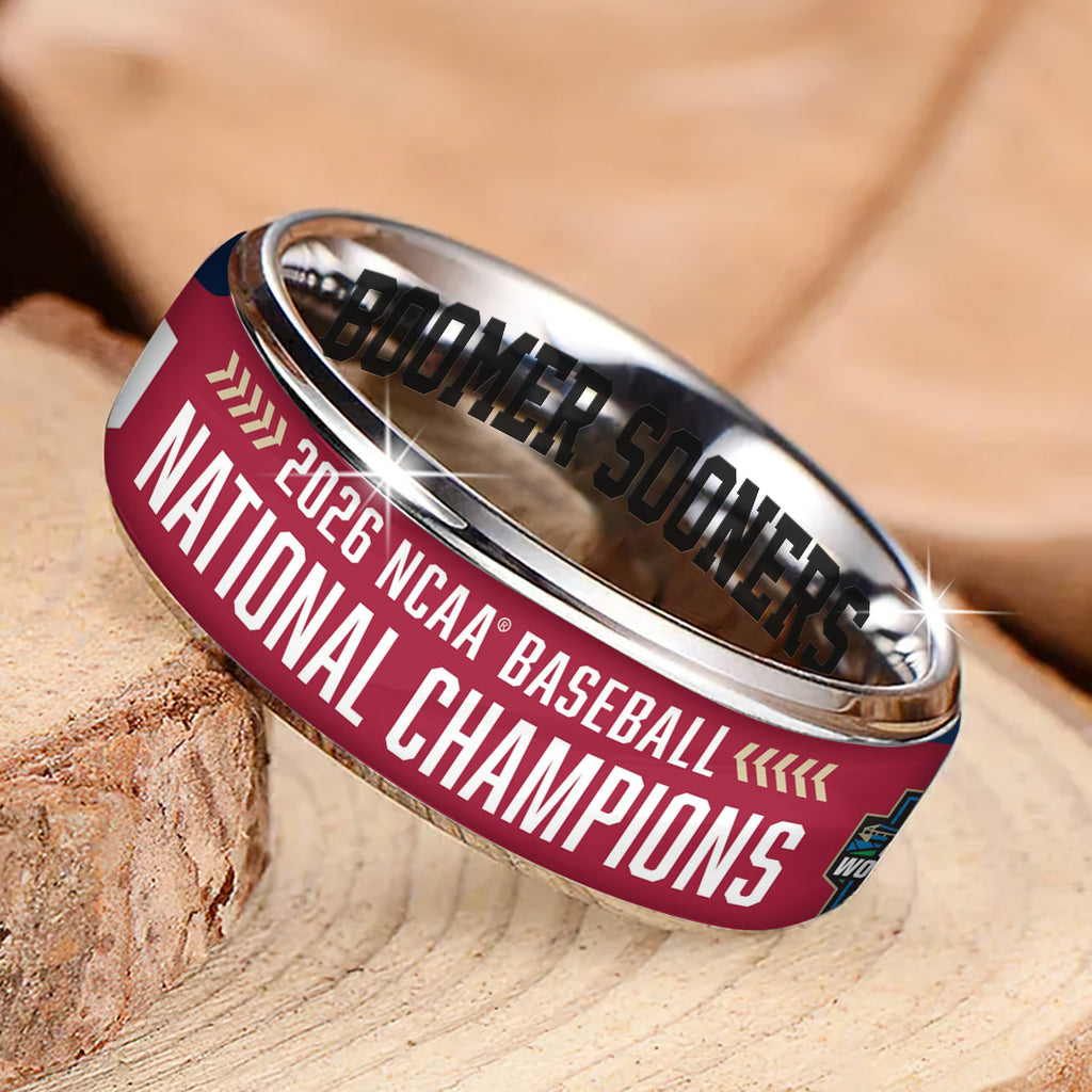 Oklahoma Sooners 2026 NCAA Baseball Men's College World Series Champions Custom Alloy Ring – TANTN23835