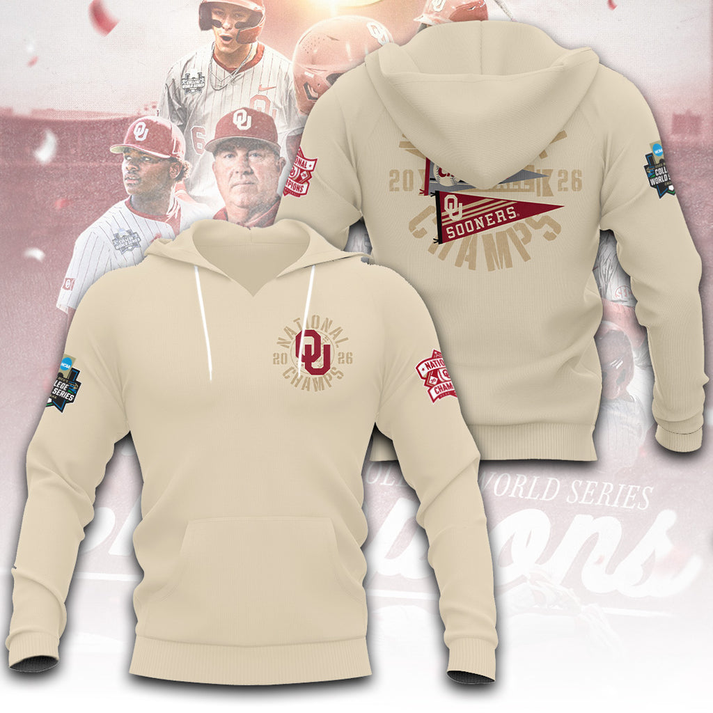 Oklahoma Sooners 2026 NCAA Baseball Men's College World Series Champions 3D Apparel – TANTN23842