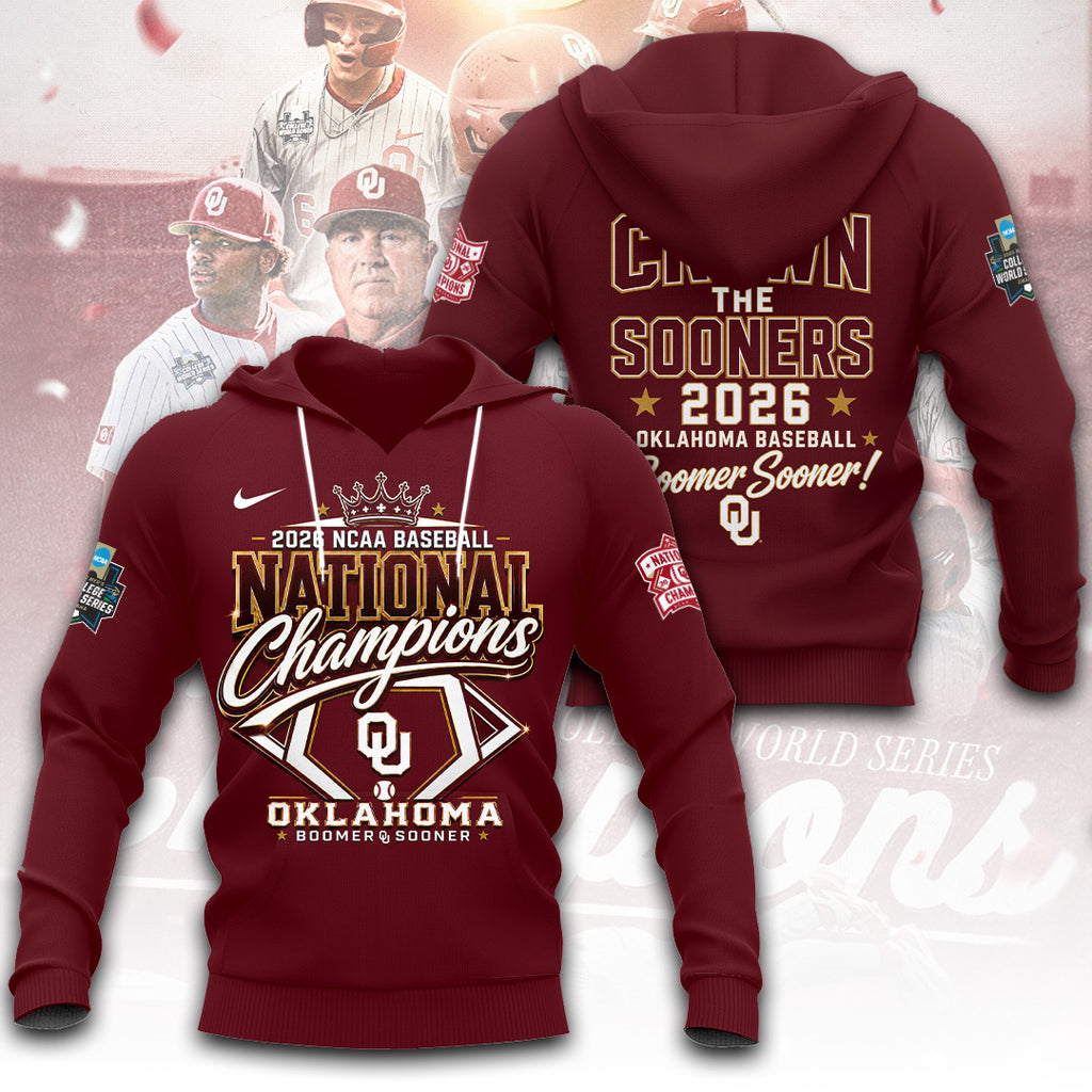 Oklahoma Sooners 2026 NCAA Baseball Men's College World Series Champions 3D Apparel – TANTN23858