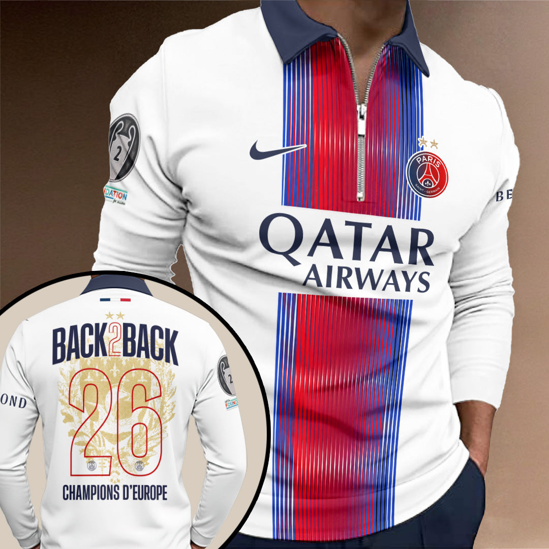 Paris Saint-Germain Champions of Europe 25/26 Zip Polo Shirt – TANTN23975