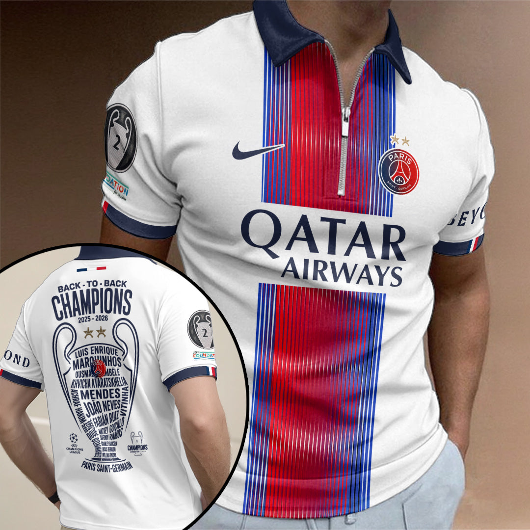 Paris Saint-Germain Champions of Europe 25/26 Zip Polo Shirt – TANTN23976