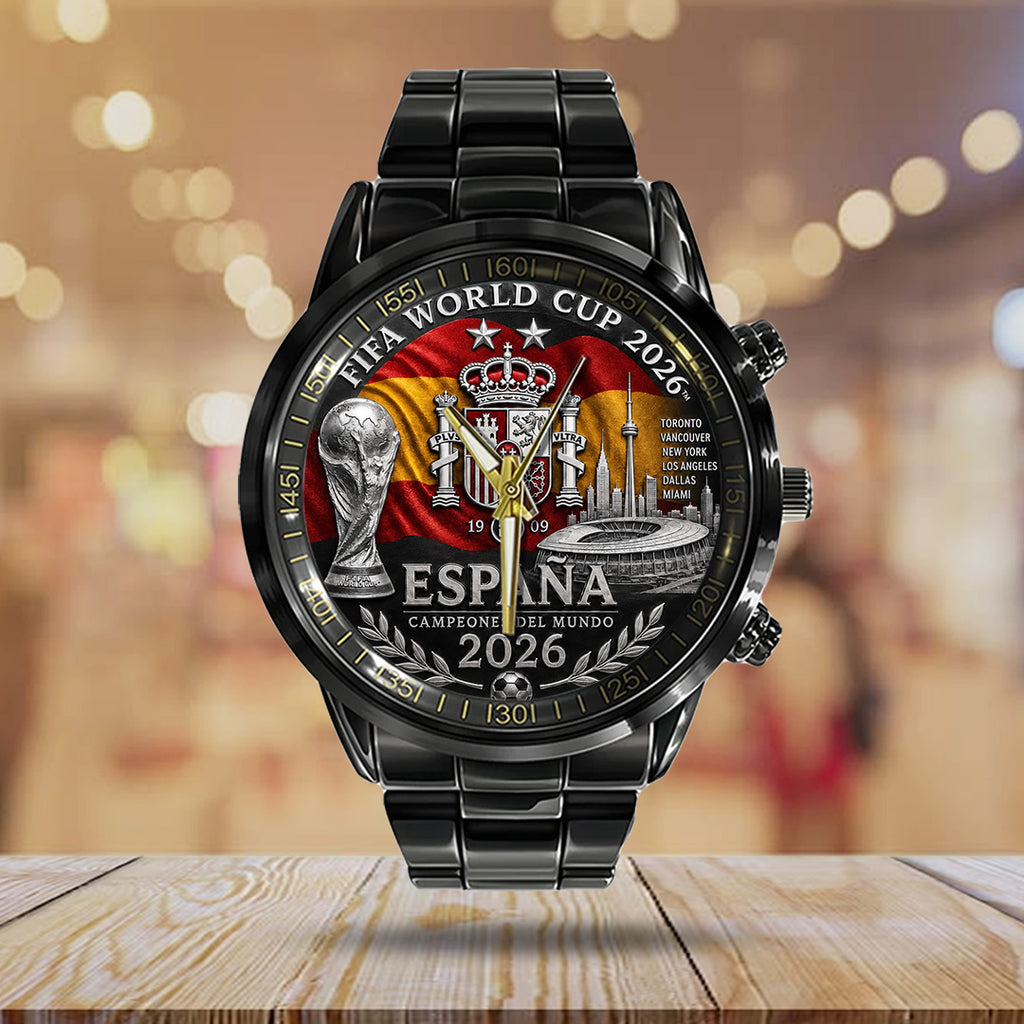 Spain National Team 2026 FIFA World Cup Champions Black Stainless Steel Watch – TANTN24397