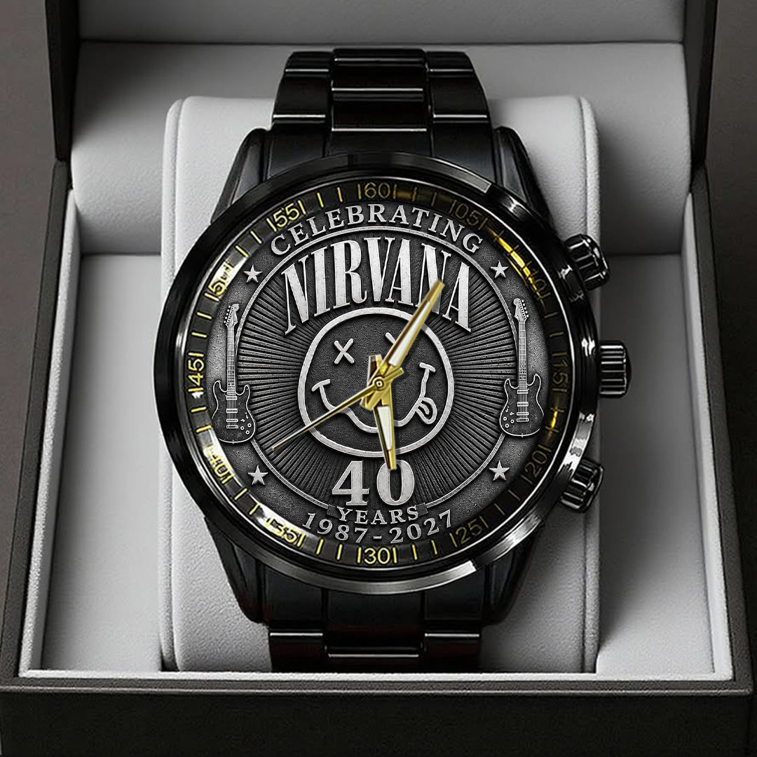 Nirvana 40th Anniversary Black Stainless Steel Watch – TANTN24641