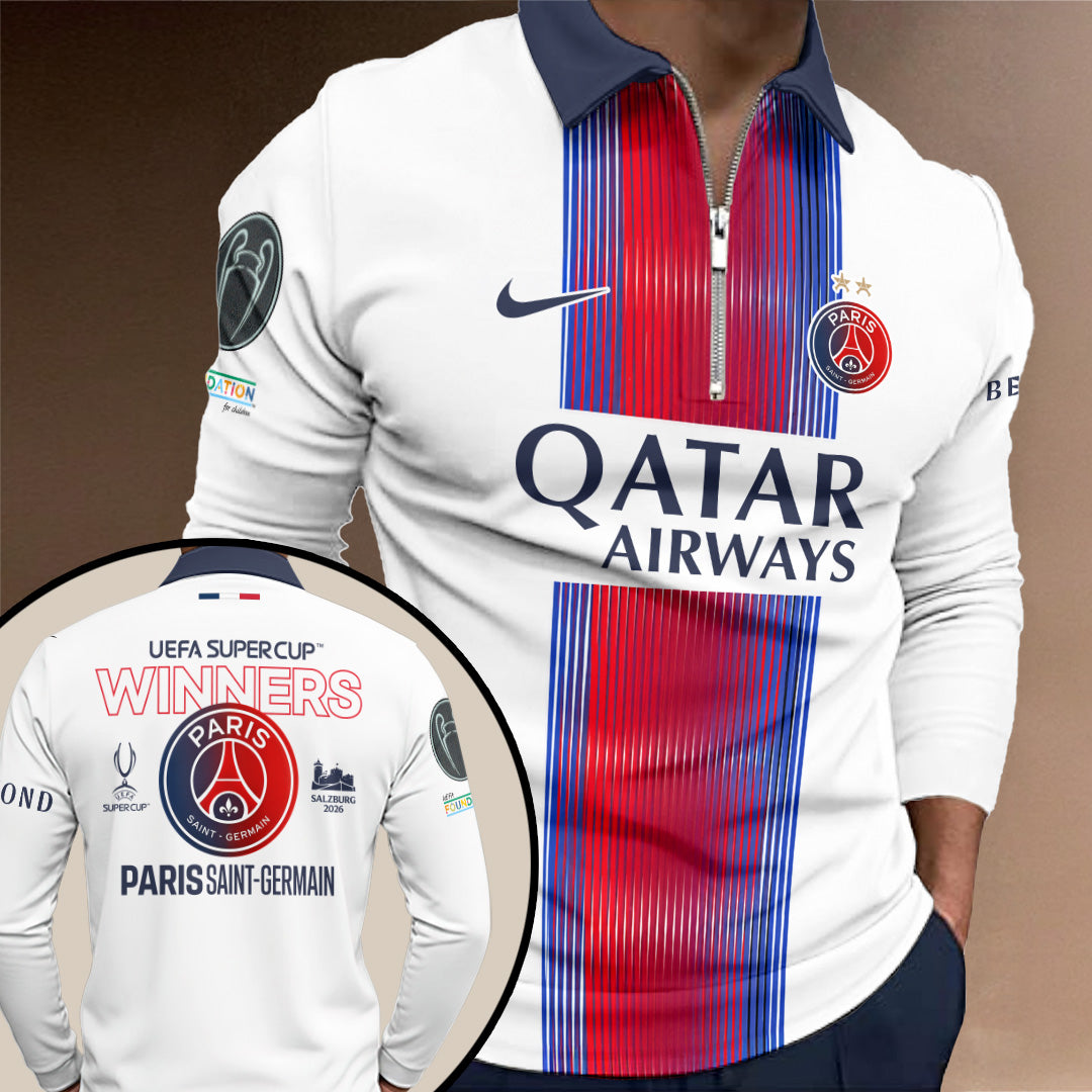 Paris Saint-Germain 2026 UEFA Super Cup Winners Zip Polo Shirt – TANTN24896