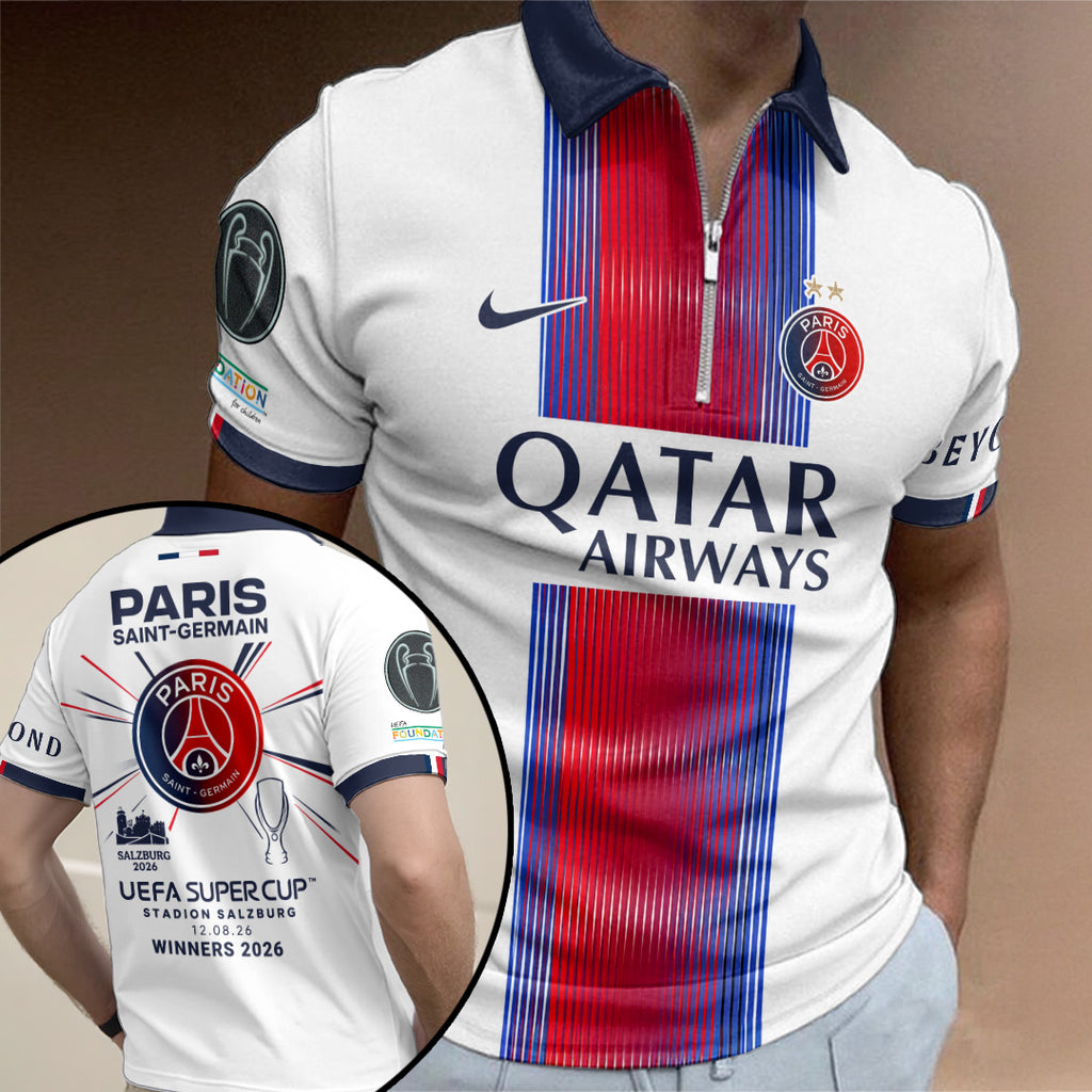 Paris Saint-Germain 2026 UEFA Super Cup Winners Zip Polo Shirt – TANTN24898