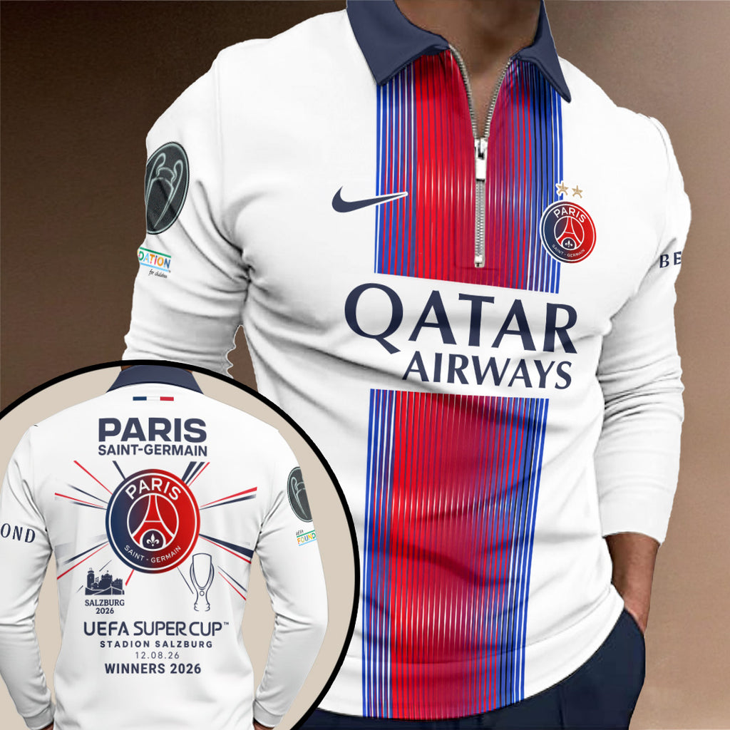 Paris Saint-Germain 2026 UEFA Super Cup Winners Zip Polo Shirt – TANTN24898