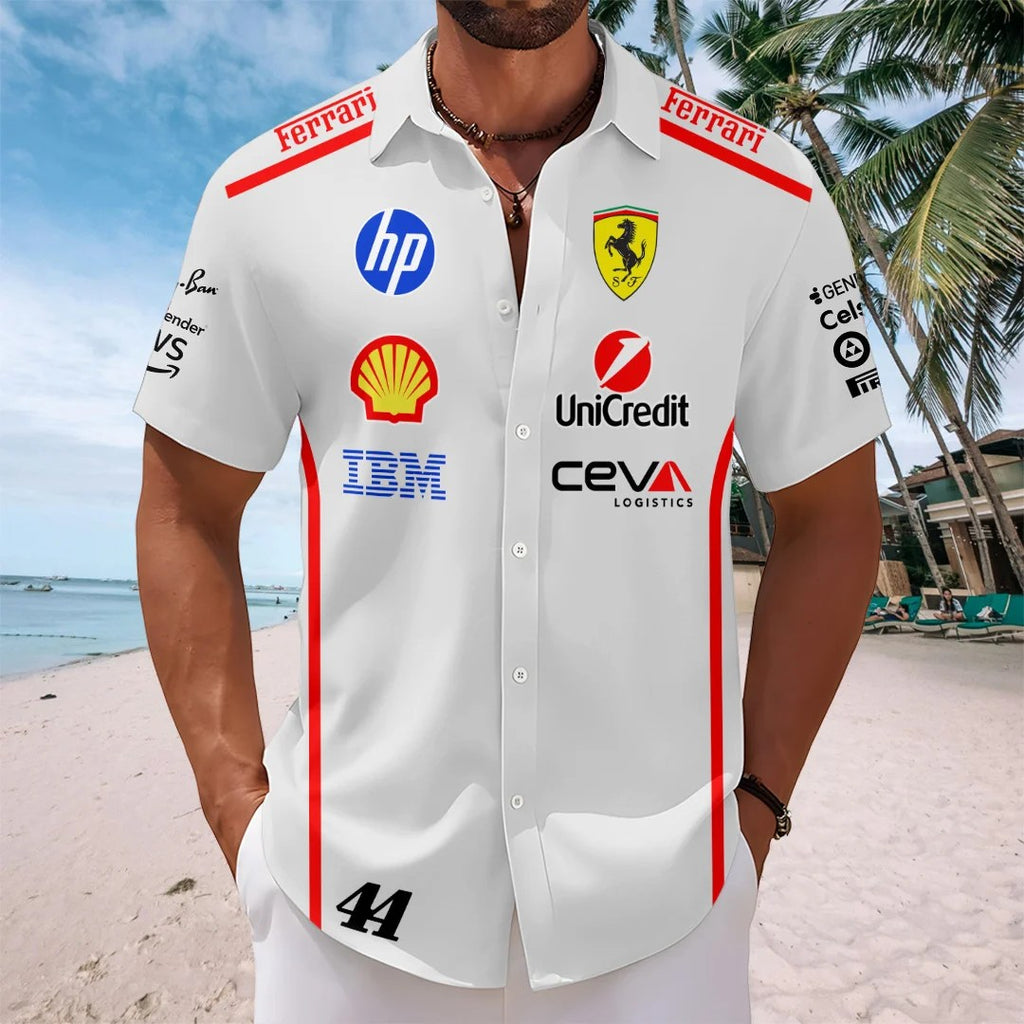 Lewis Hamilton x Scuderia Ferrari Monza Grand Prix 2026 Short Sleeve Button-Down Shirt – TANTN25301