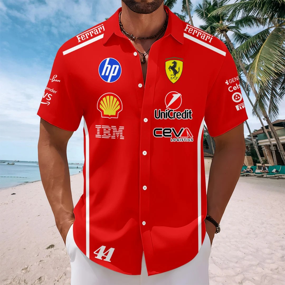 Lewis Hamilton x Scuderia Ferrari Monza Grand Prix 2026 Short Sleeve Button-Down Shirt – TANTN25304