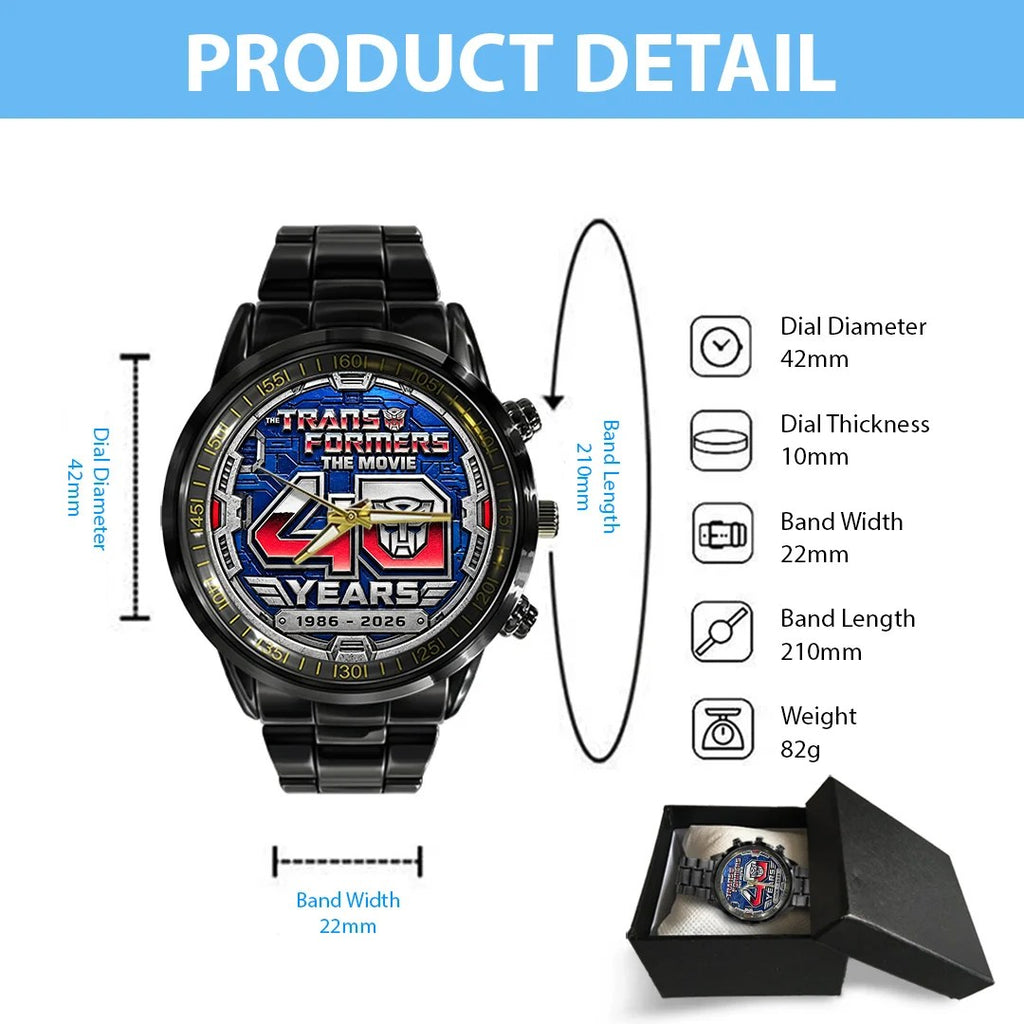 The Transformers: The Movie 40th Anniversary Black Stainless Steel Watch – TANTN26230