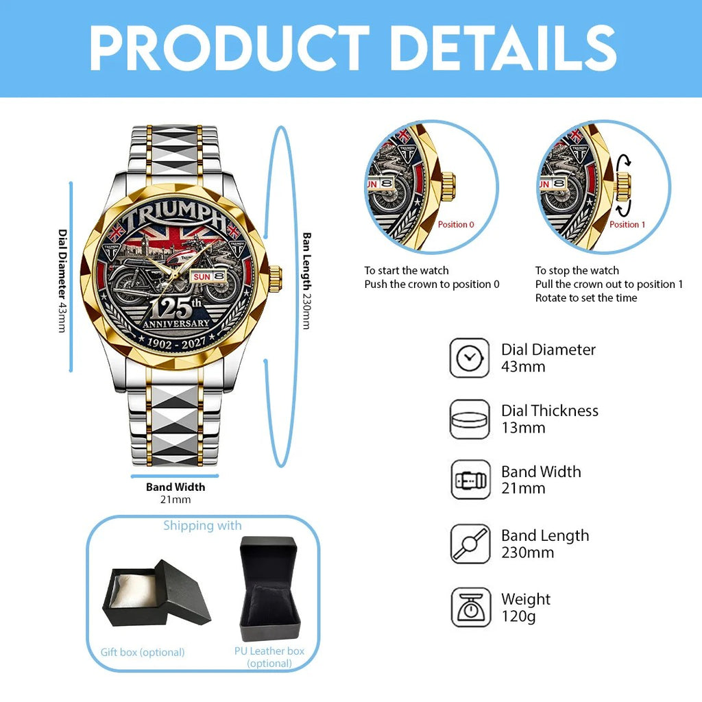 Triumph Motorcycles 125th Anniversary 2027 Alloy Luxury Quartz Watch – TANTN26237