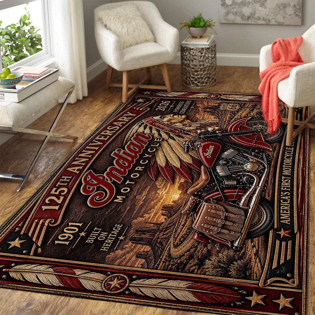 Indian Motorcycle 125th Anniversary 2026 Rectangular Rug – TANTN26249