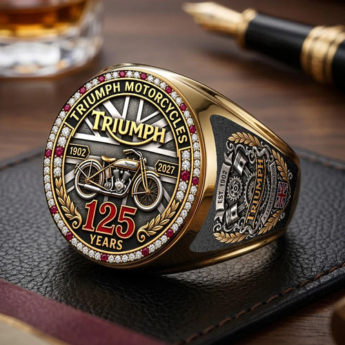 Triumph Motorcycles 125th Anniversary 3D Engraved Ring – TMTHU9834