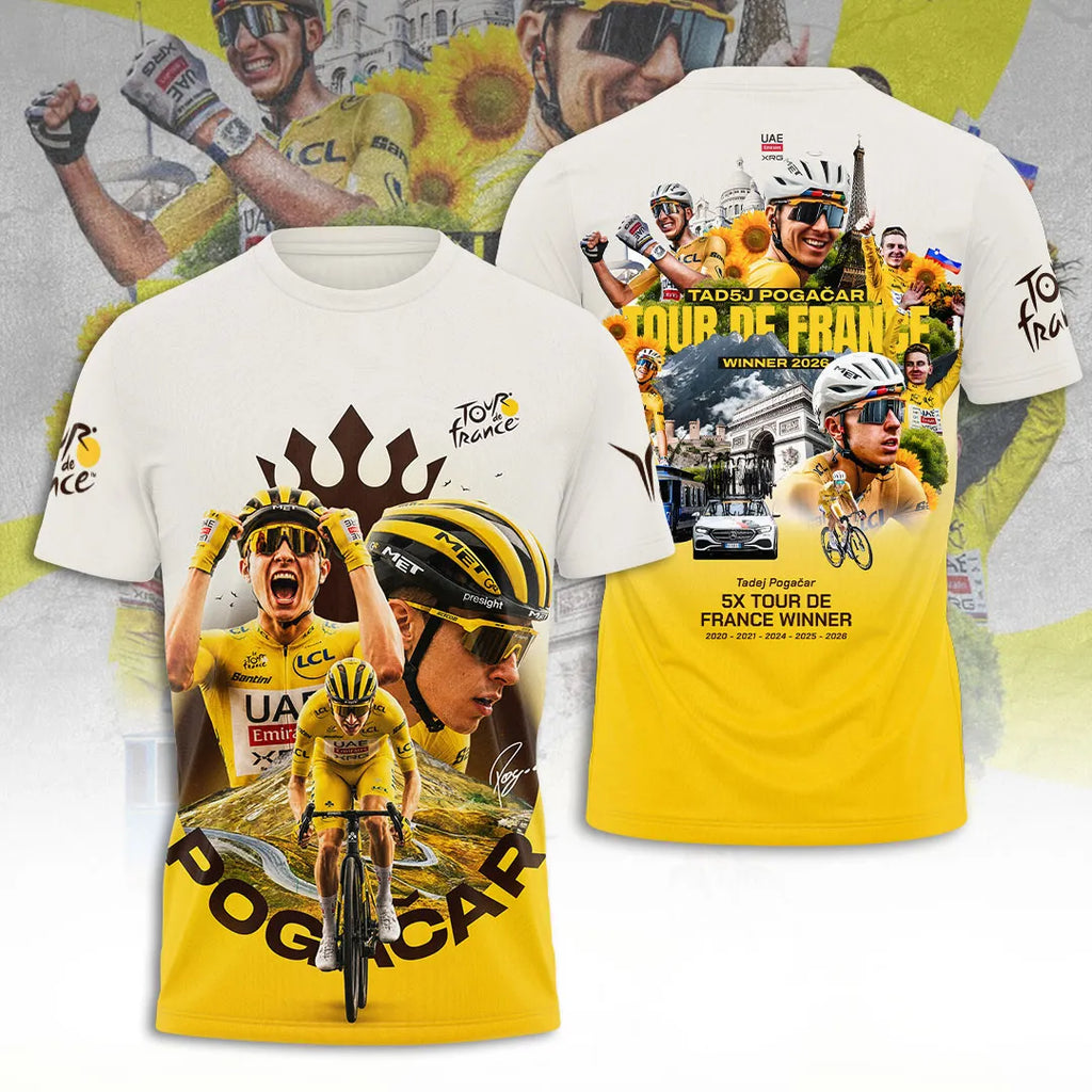 Tadej Pogacar Tour de France Winner 2026 3D Apparel – TANTN24590
