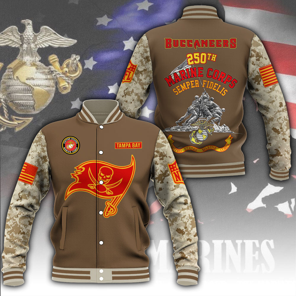 Tampa Bay Buccaneers x US Marine Corps 250th Anniversary Varsity Jacket – MAITM12800
