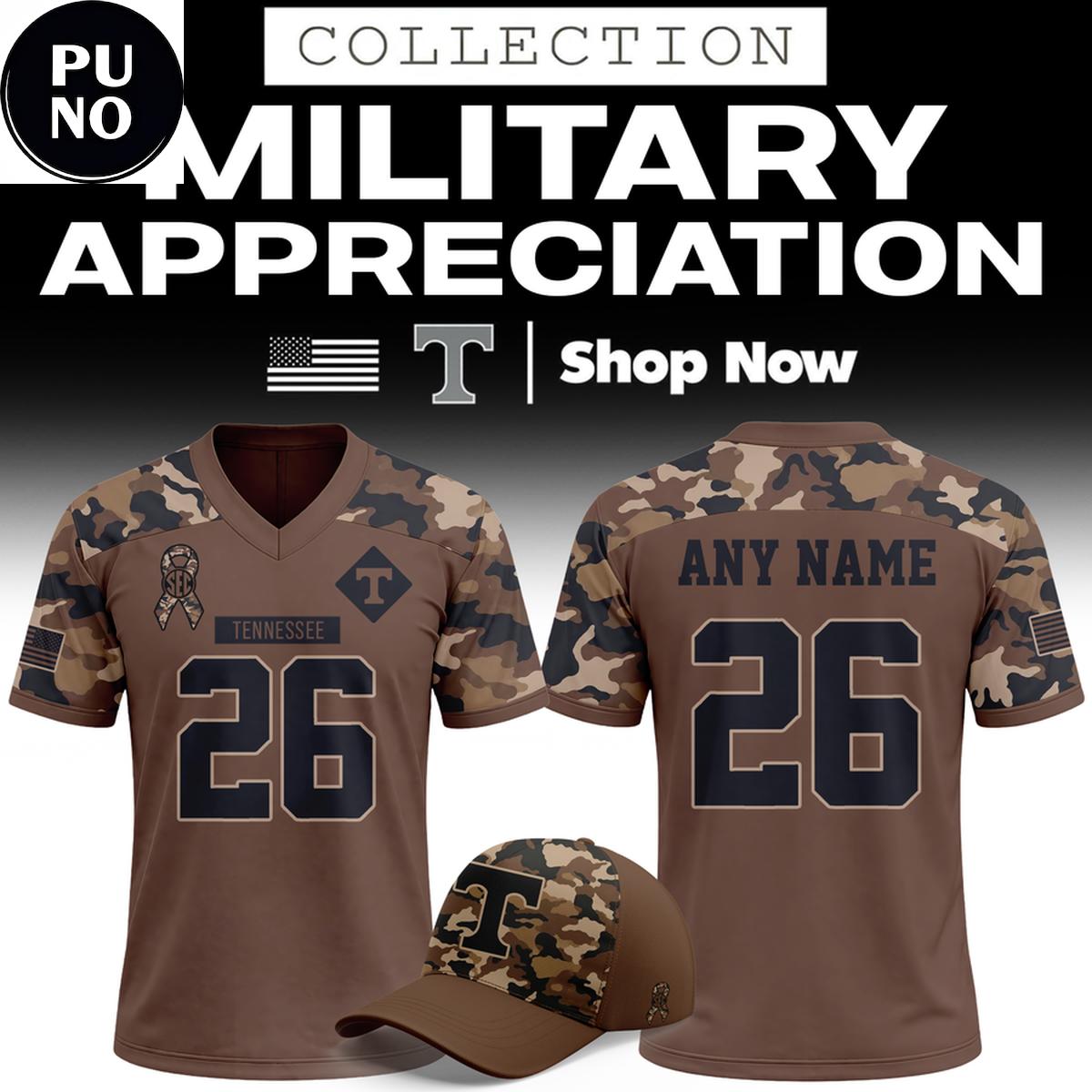 Tennessee Volunteers 2026 Military Appreciation Night Personalized Football Jersey