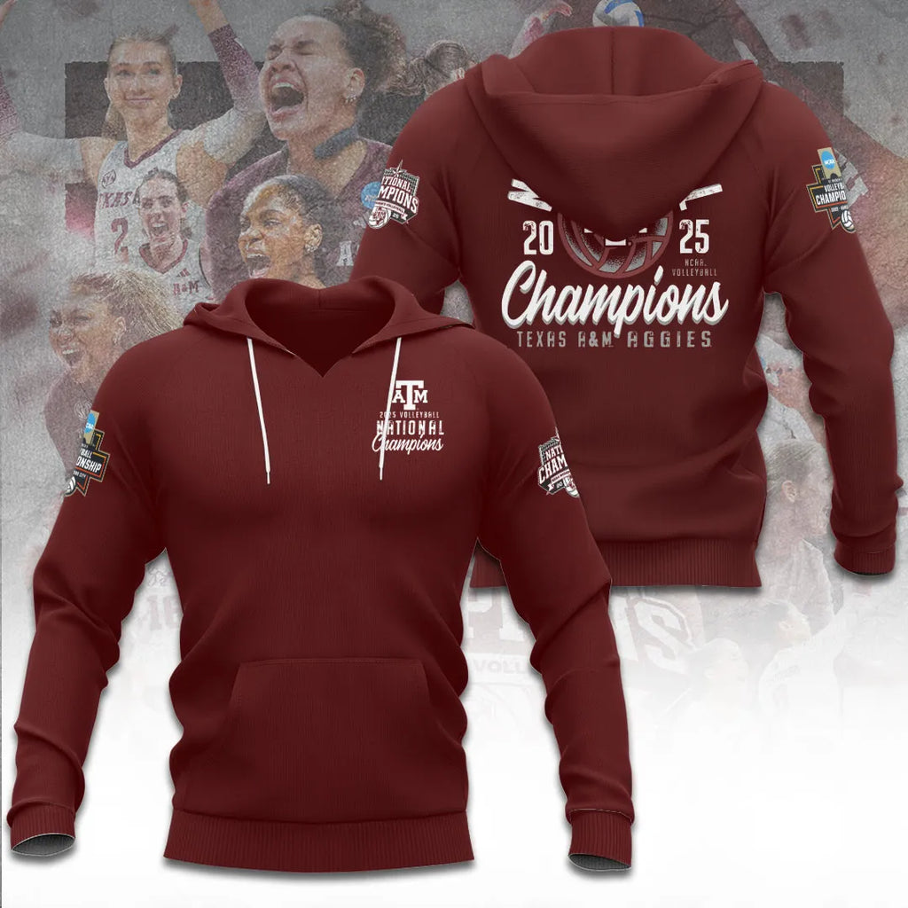 Texas A&M Aggies Women's 2025 Volleyball National Champions 3D Apparel – TANTN19620