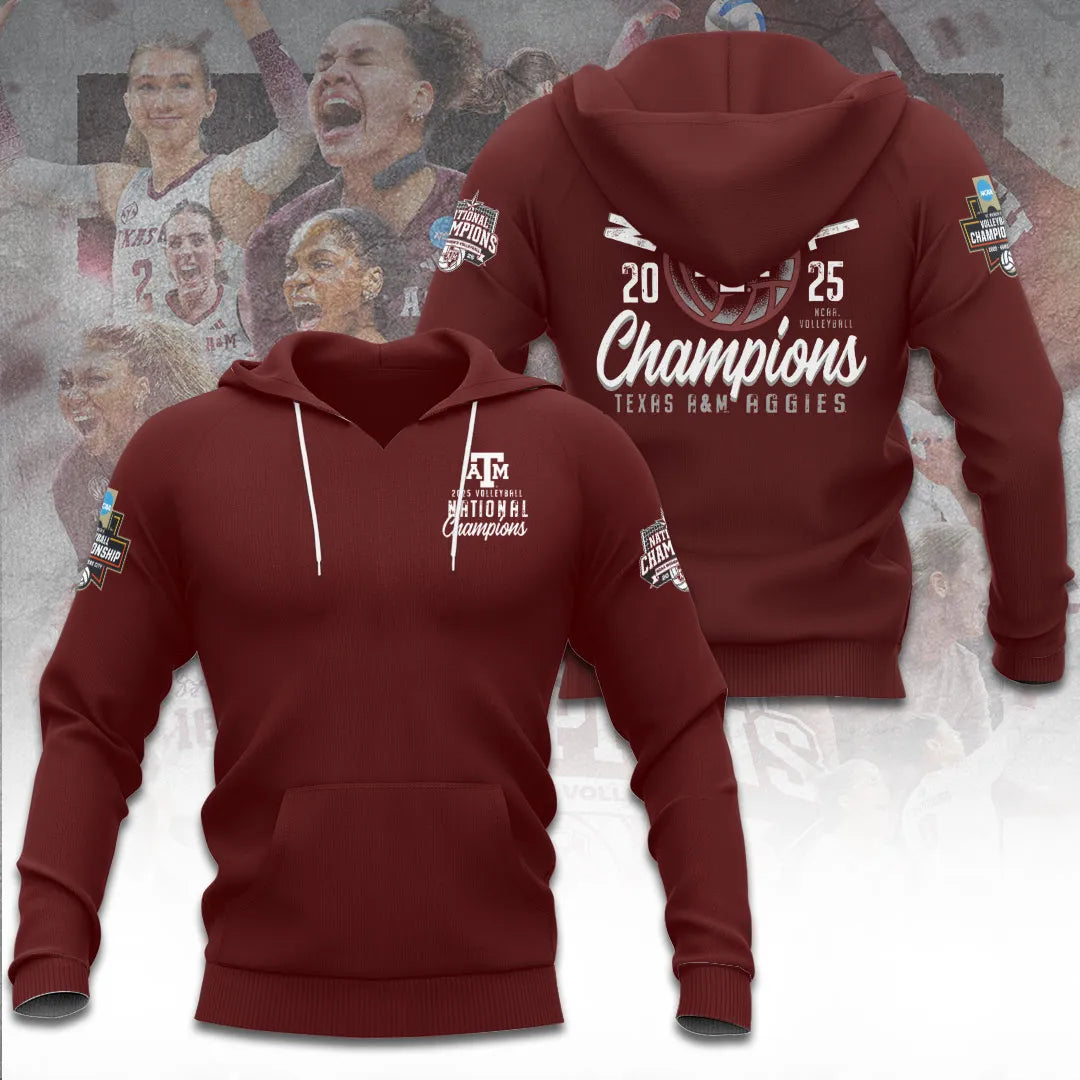 Texas A&M Aggies Women's 2025 Volleyball National Champions 3D Apparel – TANTN19620